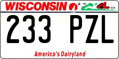 WI license plate 233PZL