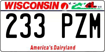 WI license plate 233PZM