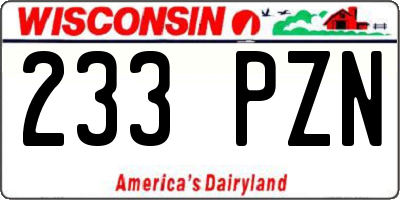 WI license plate 233PZN