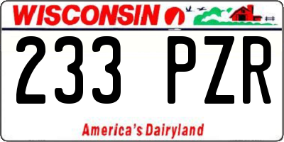 WI license plate 233PZR
