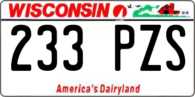 WI license plate 233PZS