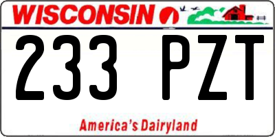 WI license plate 233PZT