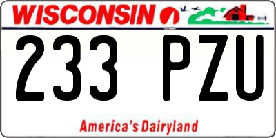 WI license plate 233PZU
