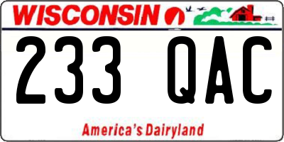 WI license plate 233QAC