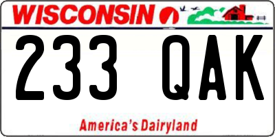 WI license plate 233QAK