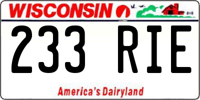 WI license plate 233RIE