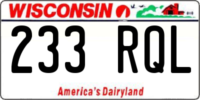 WI license plate 233RQL