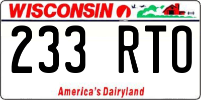 WI license plate 233RTO