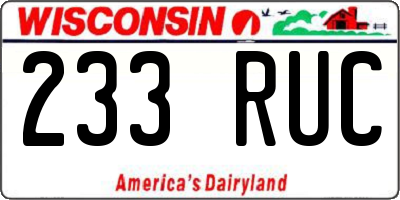 WI license plate 233RUC