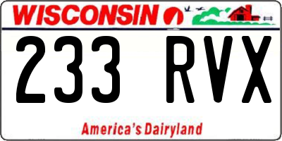 WI license plate 233RVX