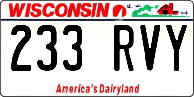 WI license plate 233RVY