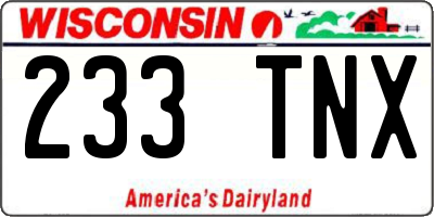 WI license plate 233TNX