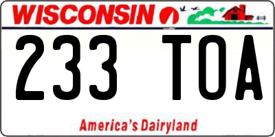 WI license plate 233TOA
