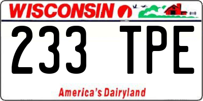 WI license plate 233TPE
