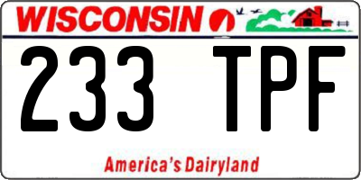 WI license plate 233TPF