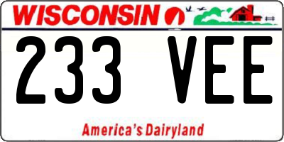 WI license plate 233VEE