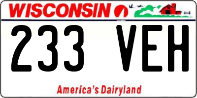 WI license plate 233VEH