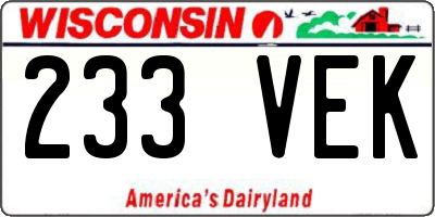 WI license plate 233VEK