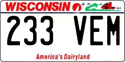 WI license plate 233VEM