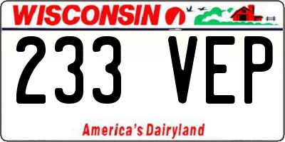 WI license plate 233VEP