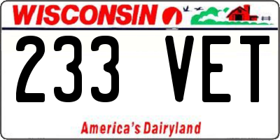 WI license plate 233VET