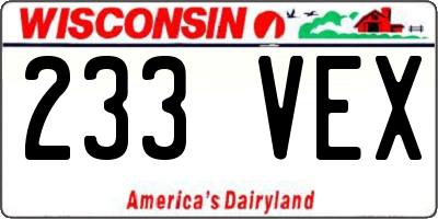 WI license plate 233VEX