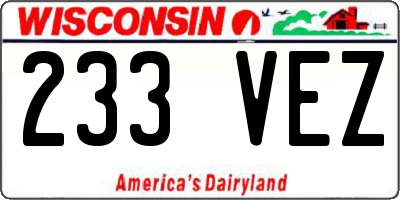 WI license plate 233VEZ