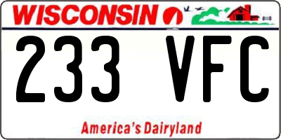 WI license plate 233VFC