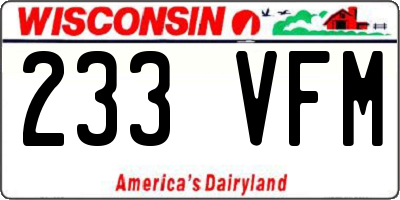 WI license plate 233VFM