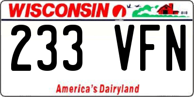 WI license plate 233VFN