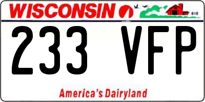 WI license plate 233VFP
