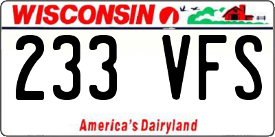 WI license plate 233VFS