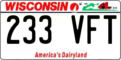 WI license plate 233VFT
