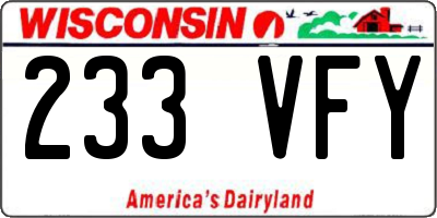 WI license plate 233VFY