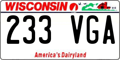 WI license plate 233VGA