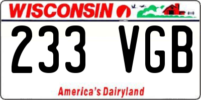 WI license plate 233VGB