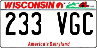 WI license plate 233VGC