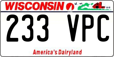 WI license plate 233VPC