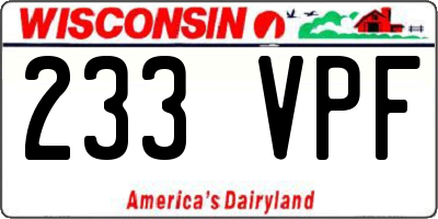 WI license plate 233VPF