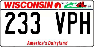 WI license plate 233VPH