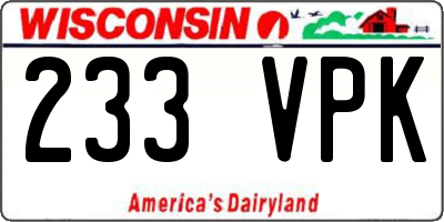 WI license plate 233VPK