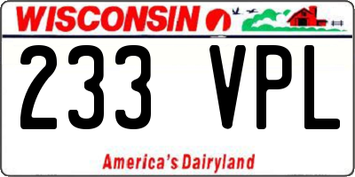 WI license plate 233VPL