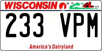 WI license plate 233VPM
