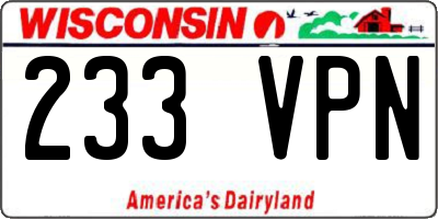 WI license plate 233VPN