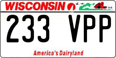 WI license plate 233VPP