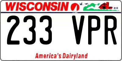 WI license plate 233VPR