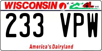 WI license plate 233VPW