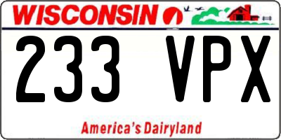 WI license plate 233VPX