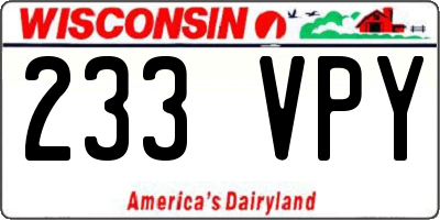 WI license plate 233VPY