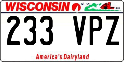 WI license plate 233VPZ